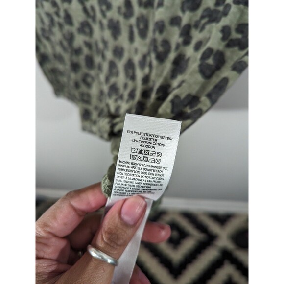 EUC Lucky Brand Green Animal Print Short Sleeve Shirt Dress Women Size L - Picture 5 of 5